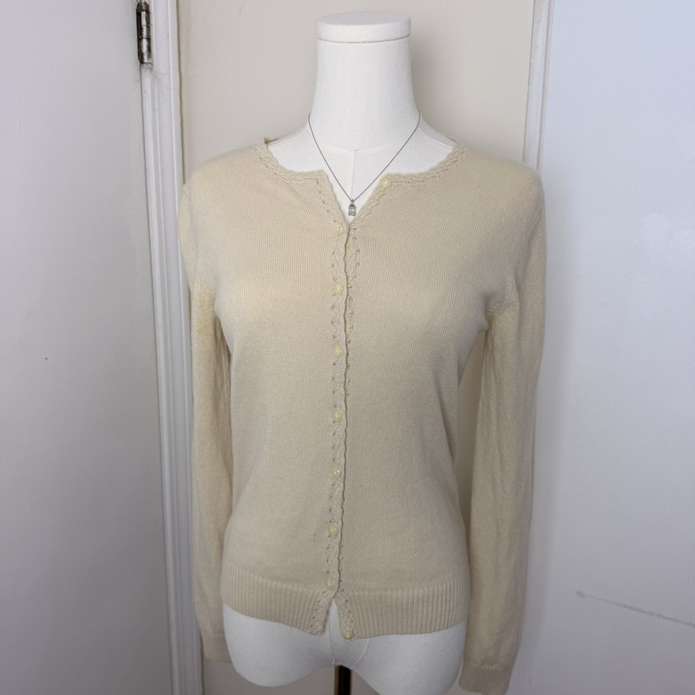 Patagonia Sweater Women's Size Small Tan Cashmere Cardigan Button Long Sleeve